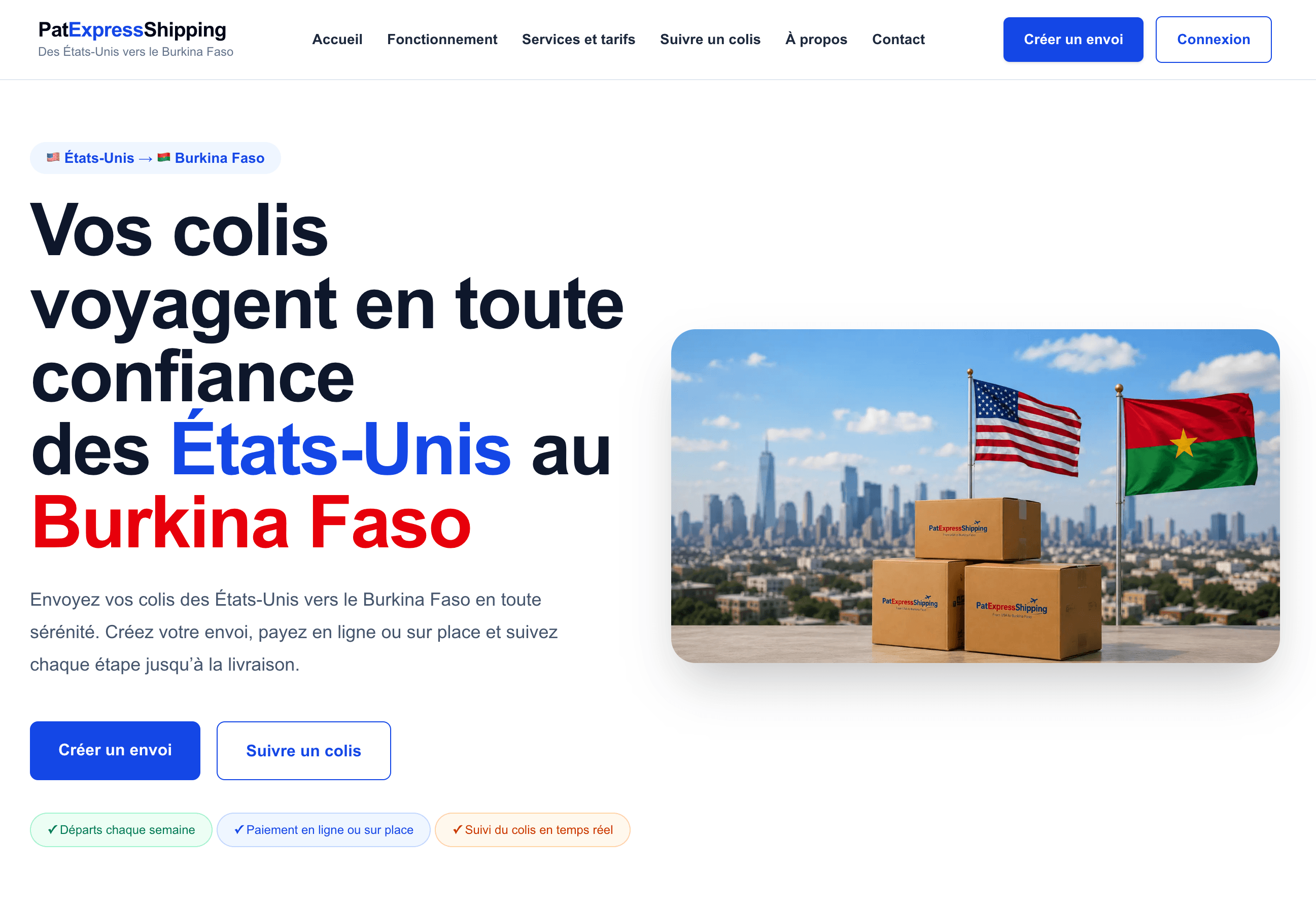 Interface de demande d'expédition Pat Express Shipping